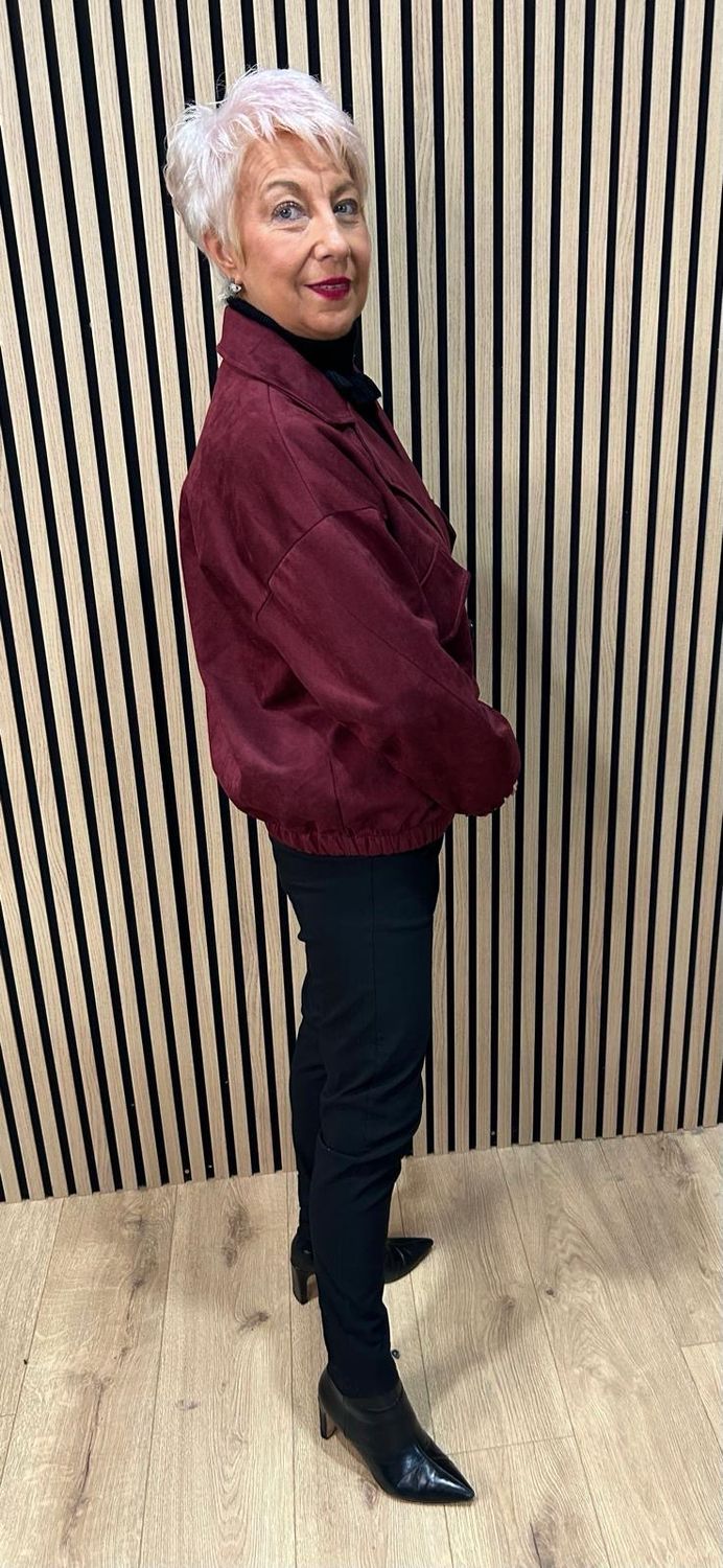 Suedette Double Breasted Jacket - Oxblood