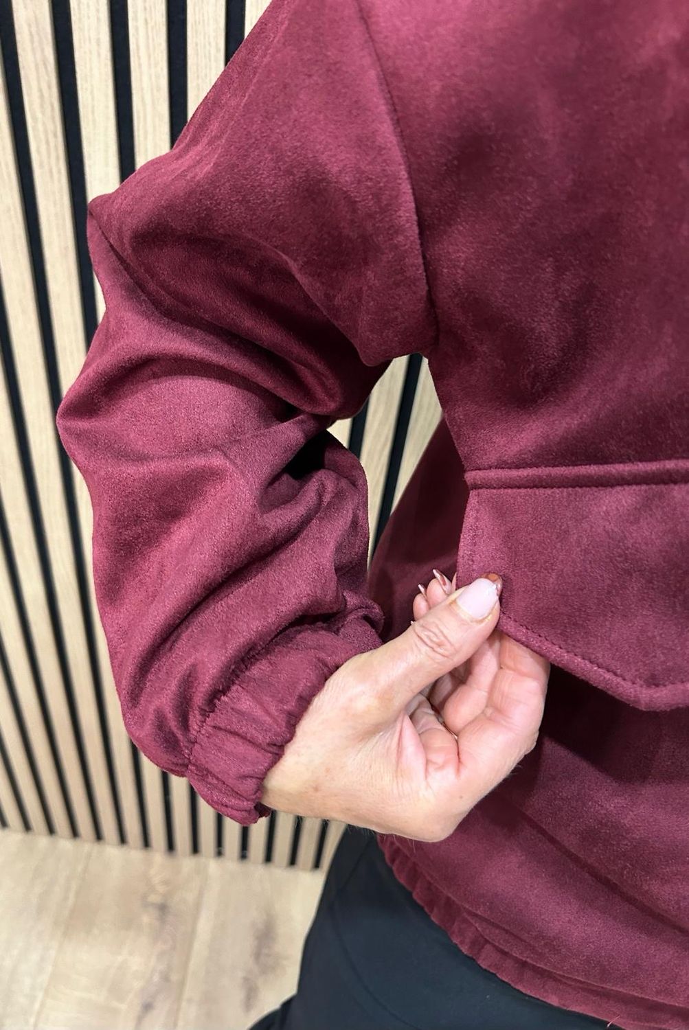 Suedette Double Breasted Jacket - Oxblood