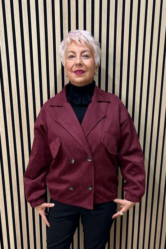 Suedette Double Breasted Jacket - Oxblood Suedette Double Breasted Jacket - Oxblood