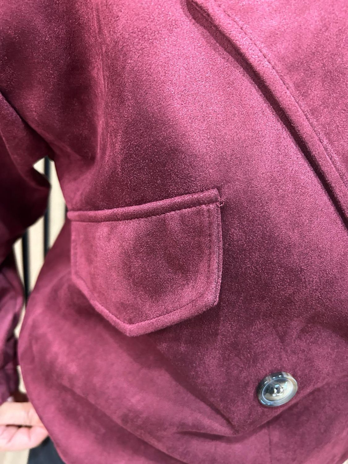 Suedette Double Breasted Jacket - Oxblood