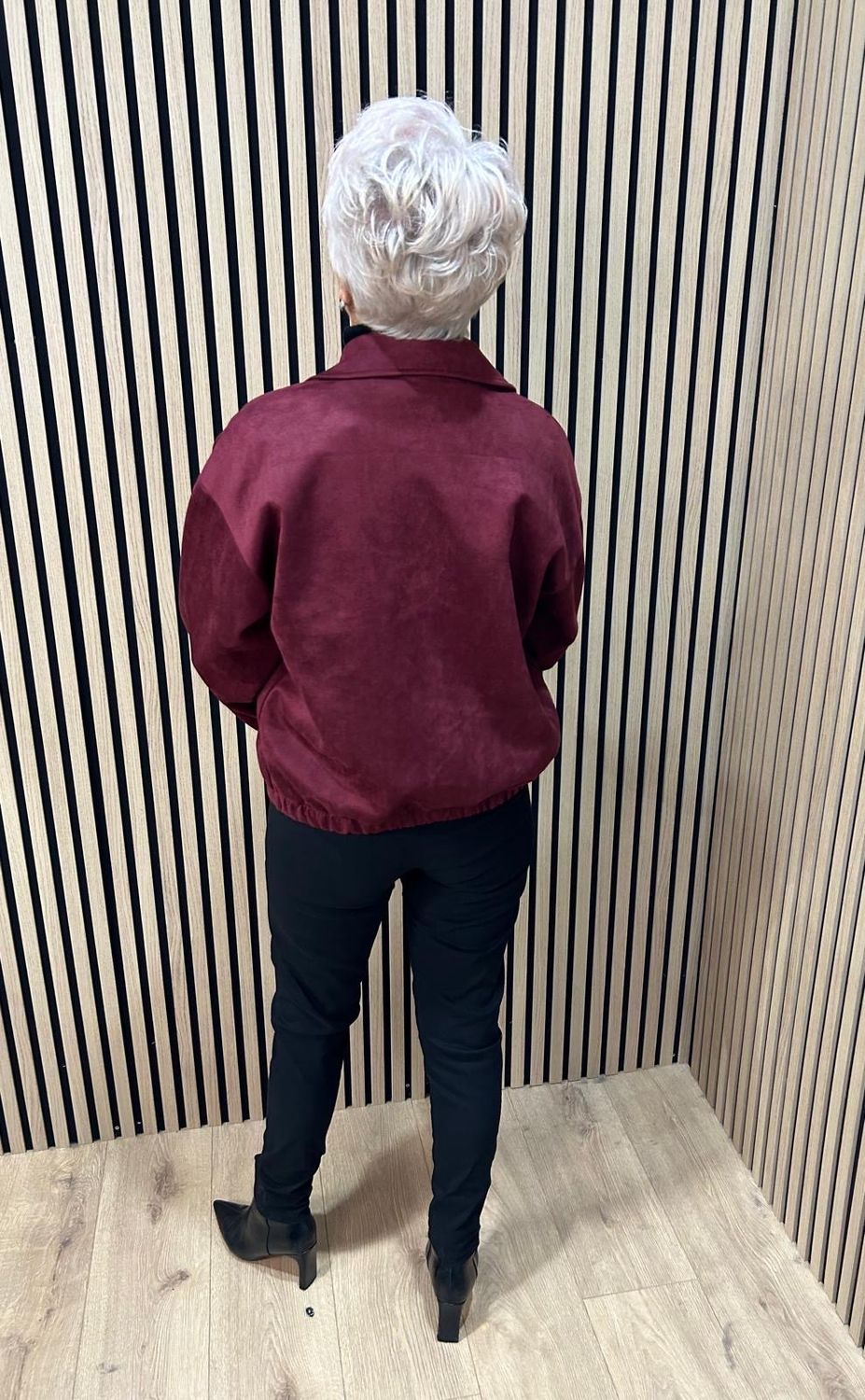 Suedette Double Breasted Jacket - Oxblood