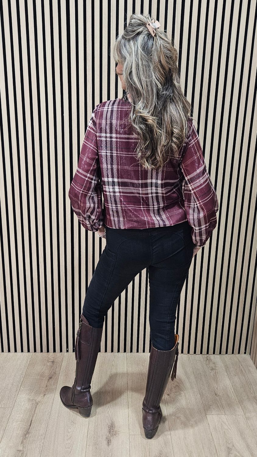 Check-Print Layered Top – Plum