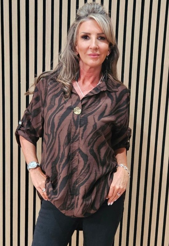 Animal Print Longline Shirt