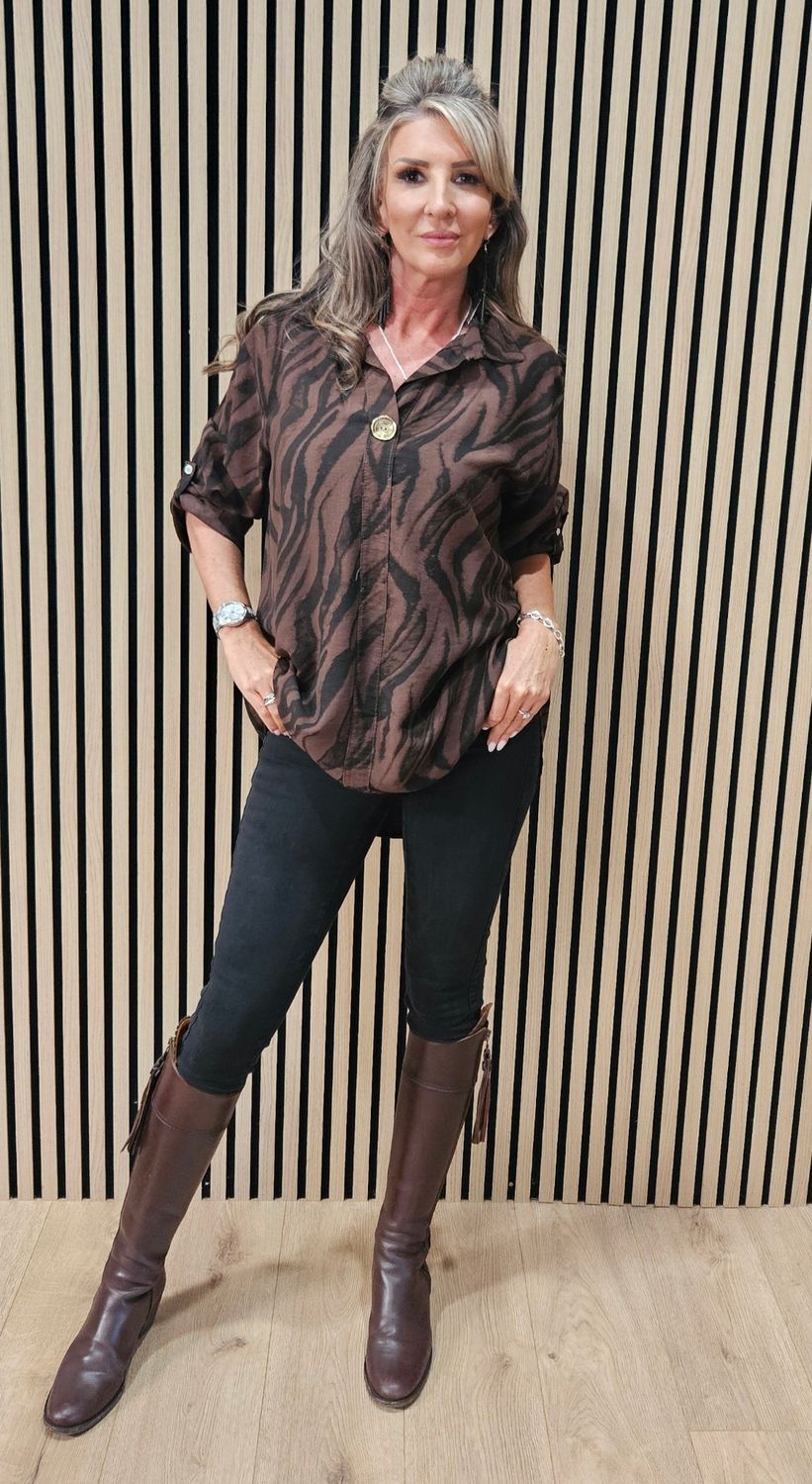 Animal Print Longline Shirt