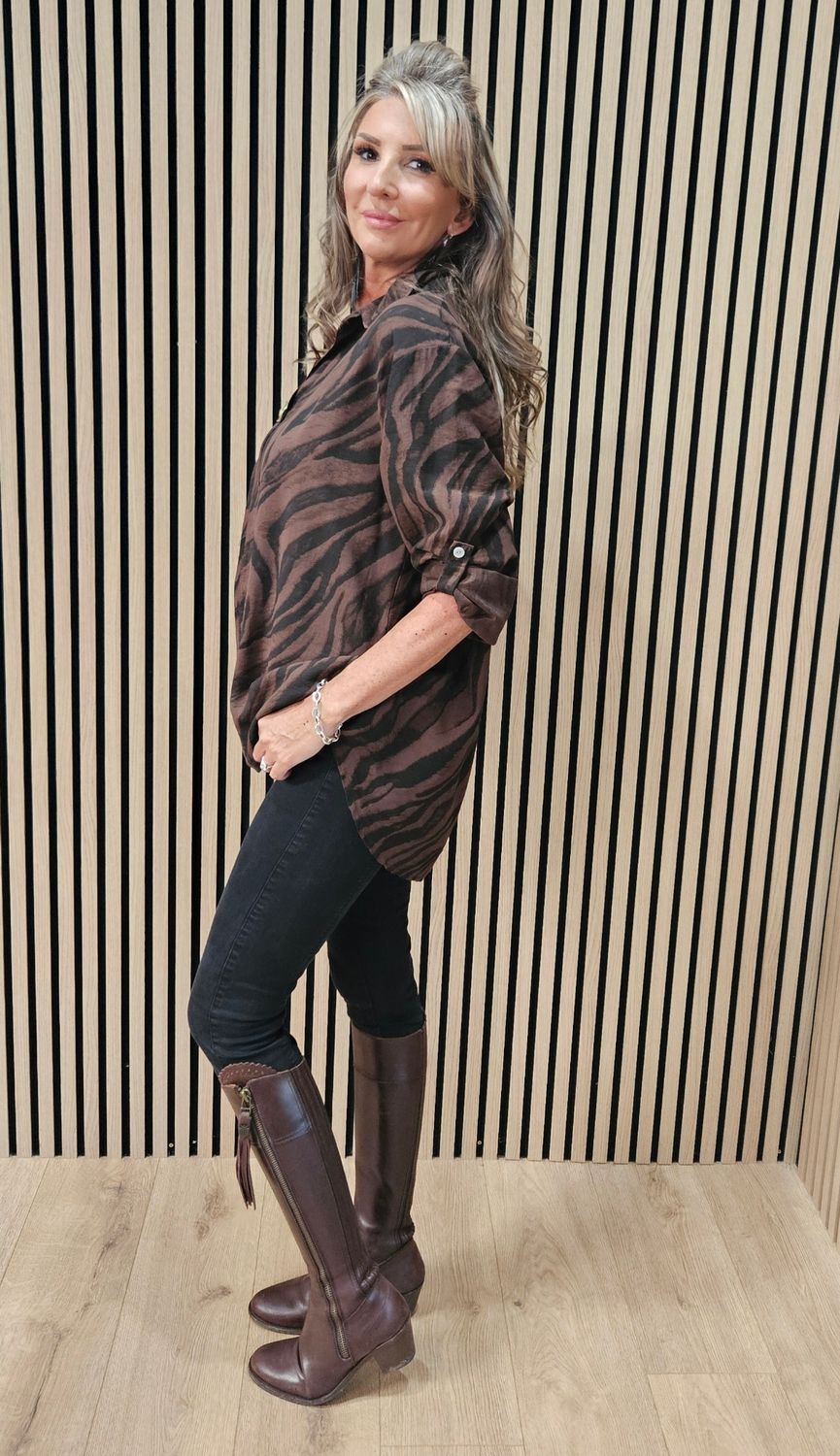 Animal Print Longline Shirt