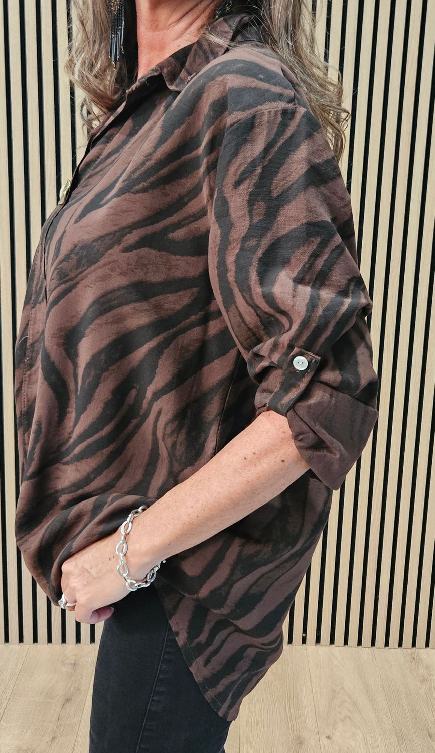 Animal Print Longline Shirt