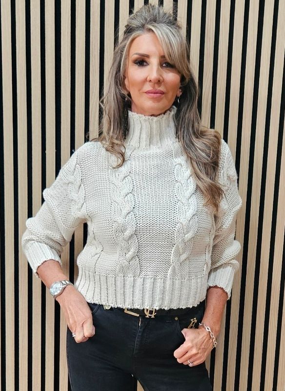 Chunky Cable-Knit High-Neck Jumper