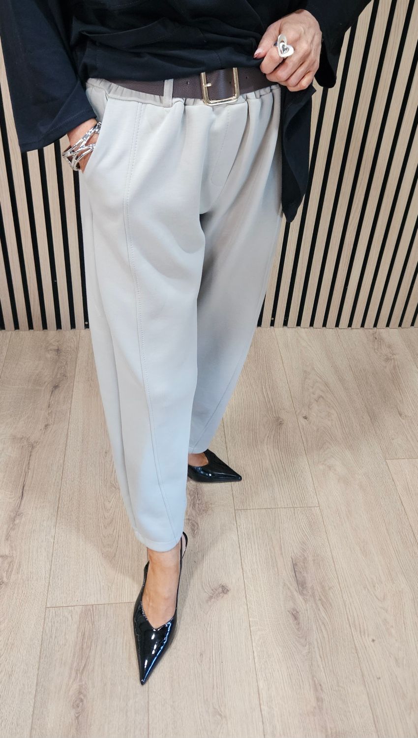 Pleat-Front Stretch Trousers – Stone