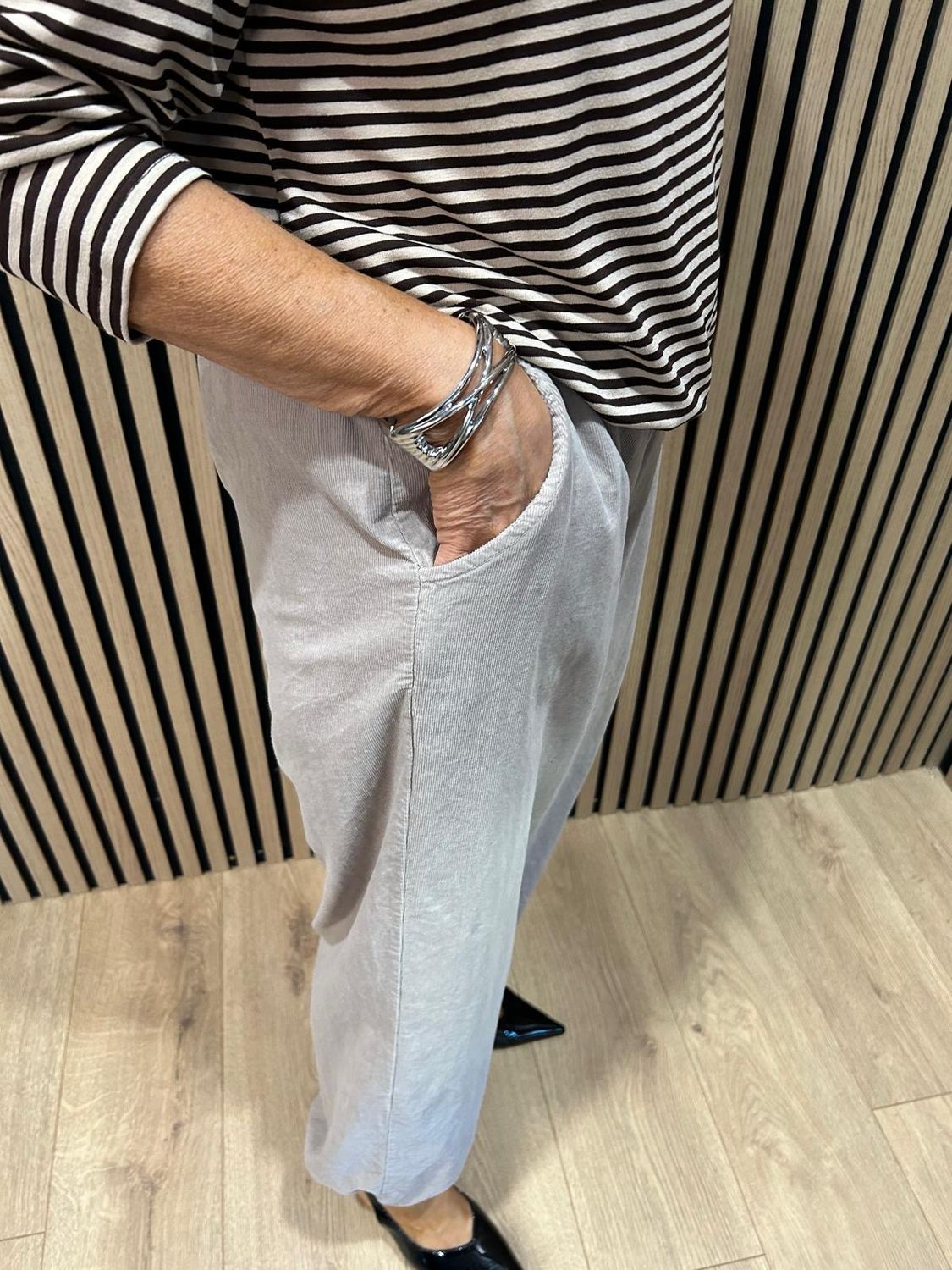Relaxed Cotton Cord Trousers - Stone