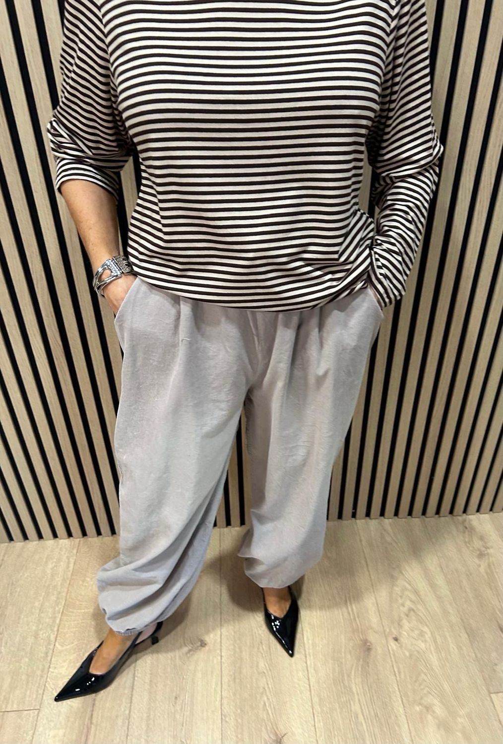 Relaxed Cotton Cord Trousers - Stone
