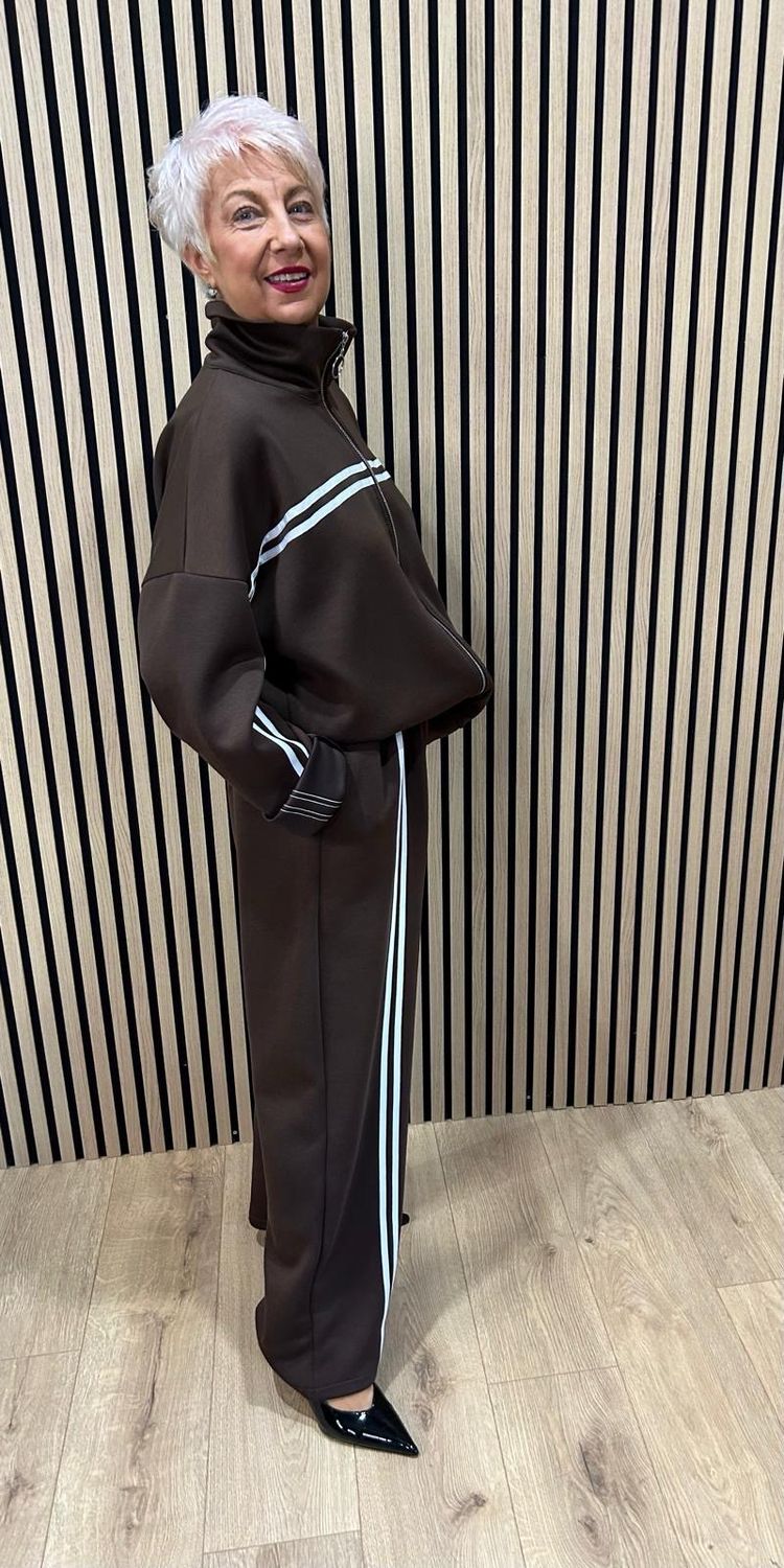 Sport Stripe Co-Ord Set - Chocolate