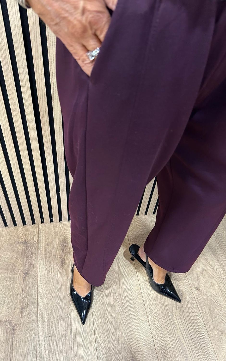 Pleated Front Stretch Trousers - Plum