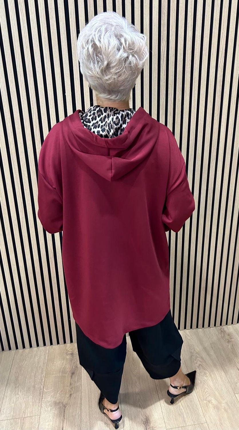Longline - Zip Up Hooded Jacket - Burgundy