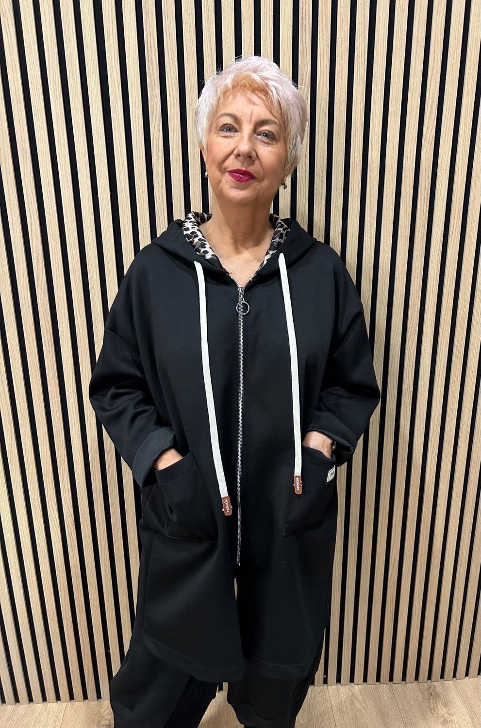 Longline - Zip Up Hooded Jacket - Black