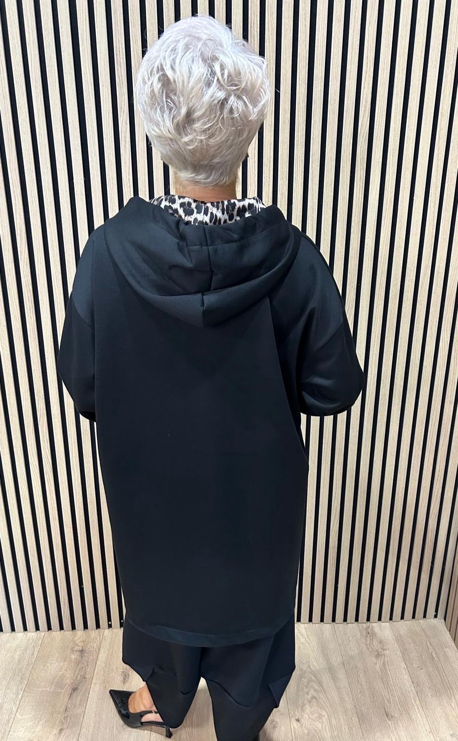 Longline - Zip Up Hooded Jacket - Black