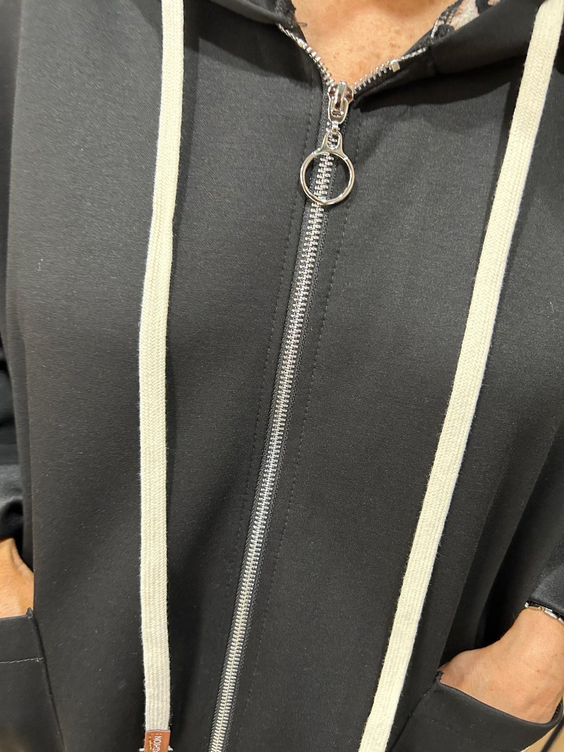 Longline - Zip Up Hooded Jacket - Black