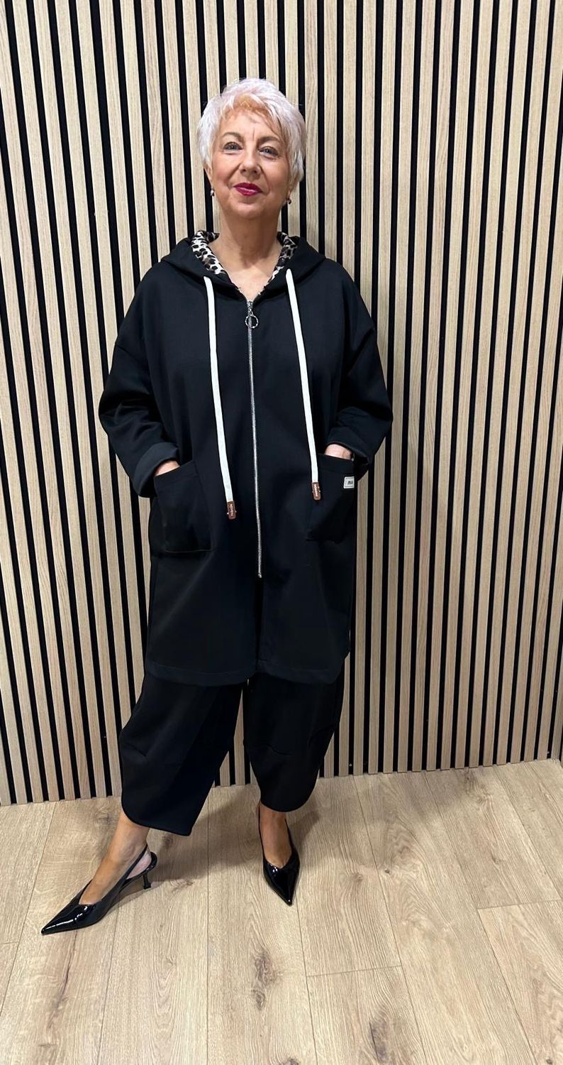 Longline - Zip Up Hooded Jacket - Black