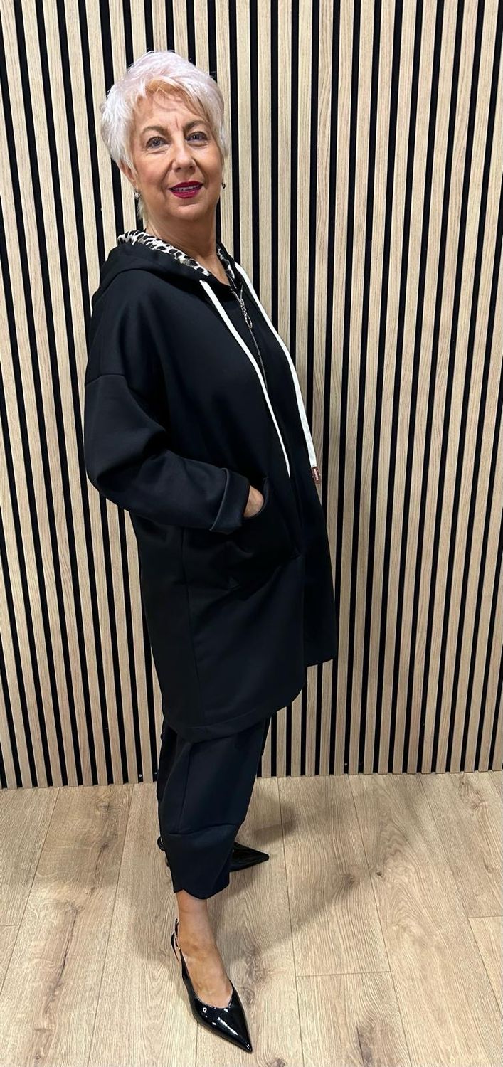 Longline - Zip Up Hooded Jacket - Black