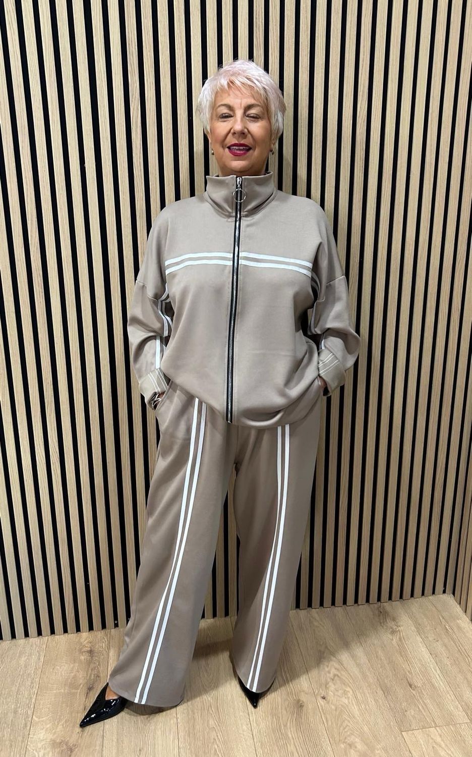 Sport Stripe Co-Ord Set - Oatmeal