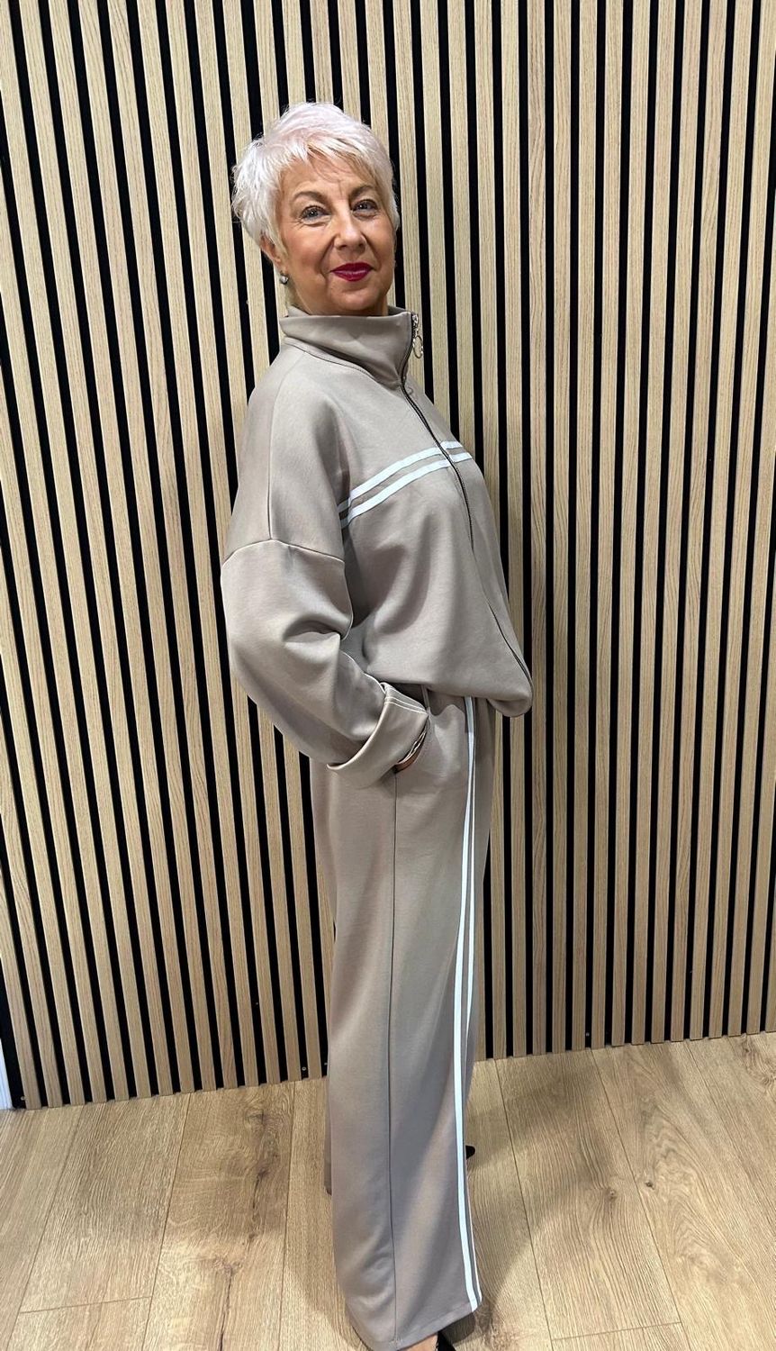 Sport Stripe Co-Ord Set - Oatmeal