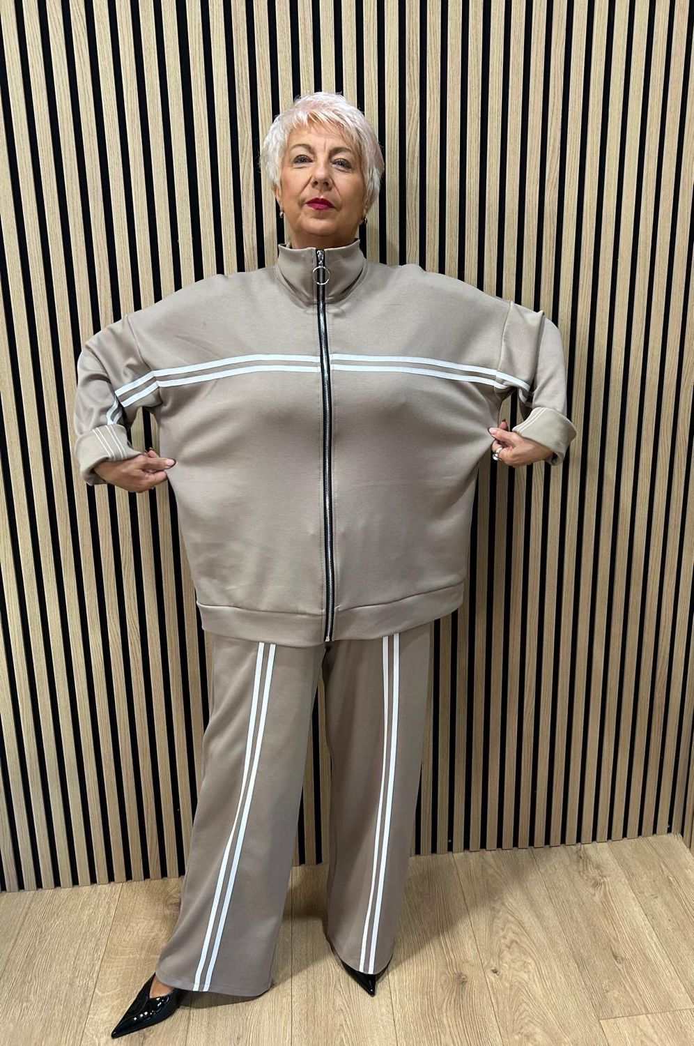 Sport Stripe Co-Ord Set - Oatmeal
