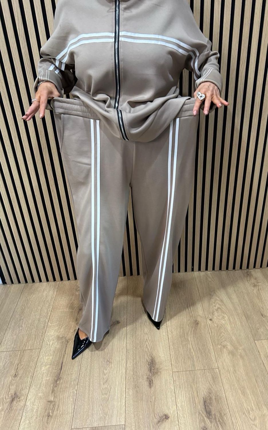 Sport Stripe Co-Ord Set - Oatmeal