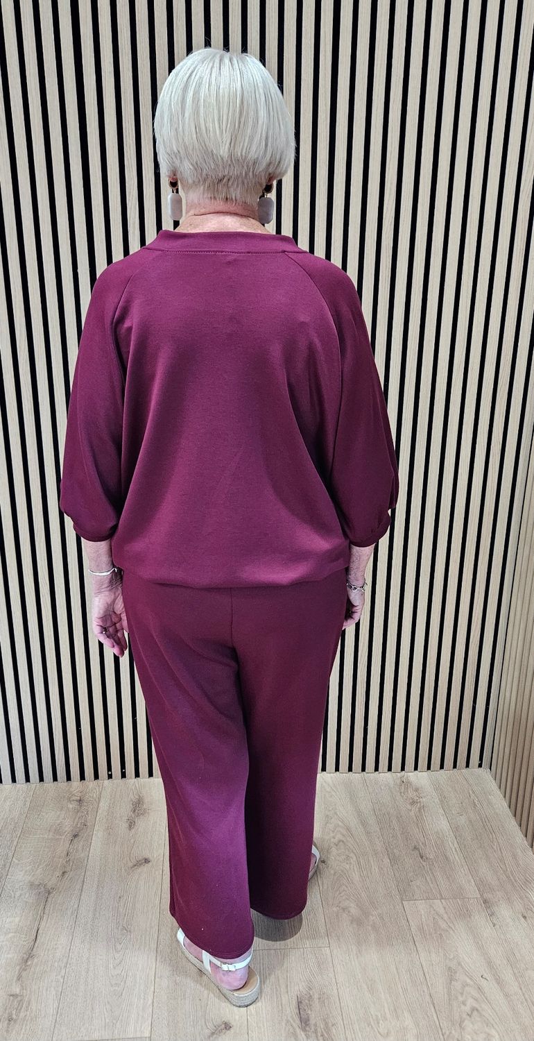Zip-Up Two-Piece Tracksuit –Burgundy