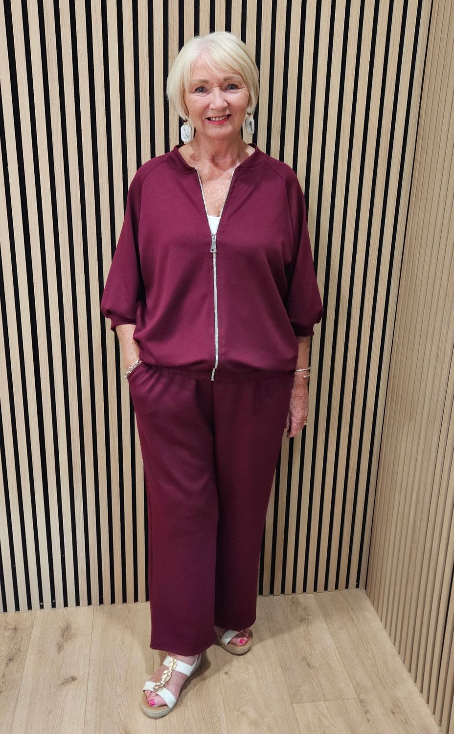 Zip-Up Two-Piece Tracksuit –Burgundy