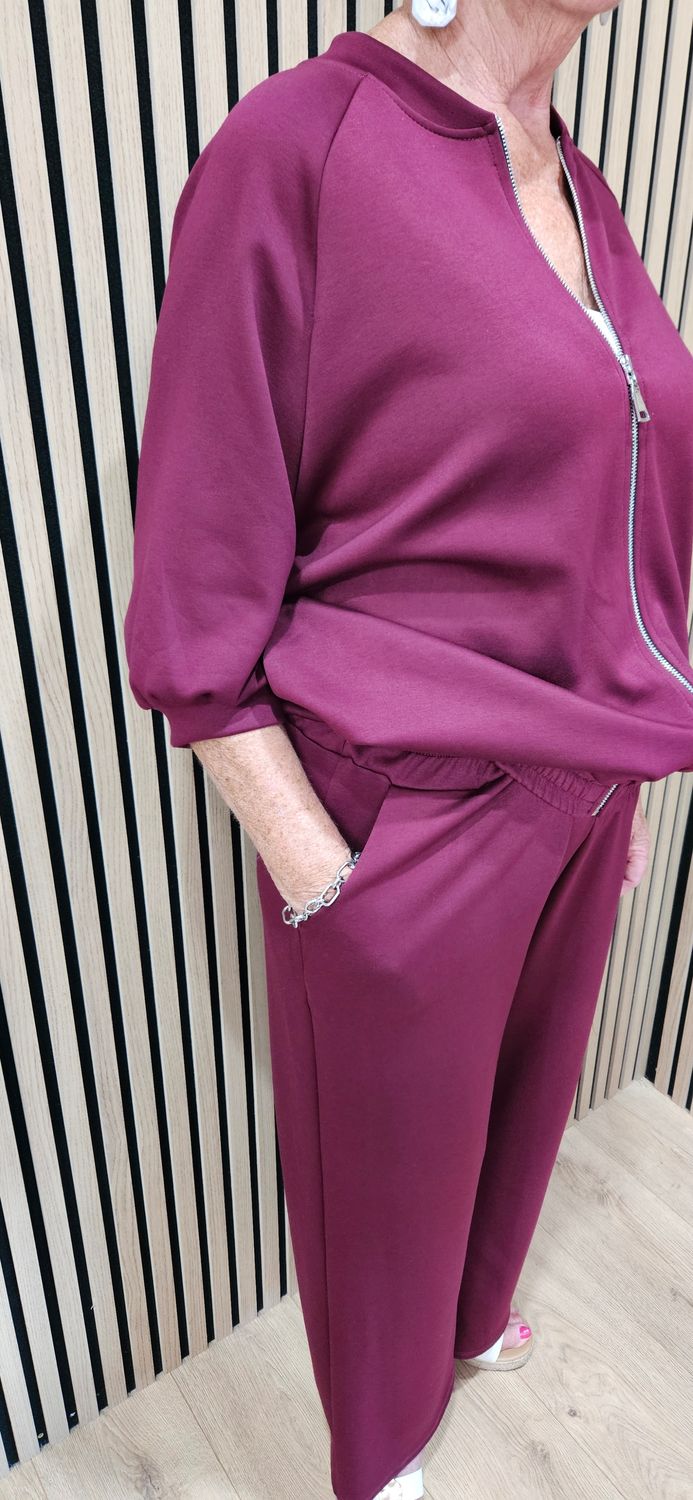 Zip-Up Two-Piece Tracksuit –Burgundy