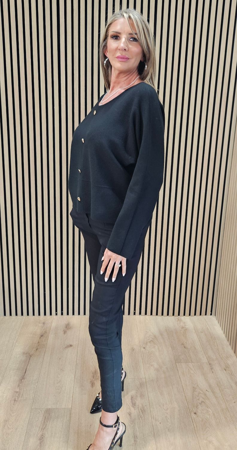 Reversible Two-Way Knit Jumper – Black