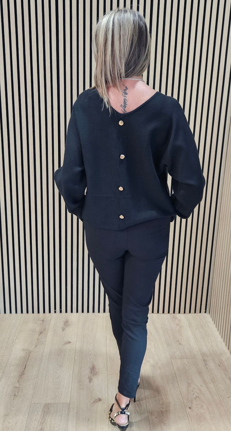 Reversible Two-Way Knit Jumper – Black