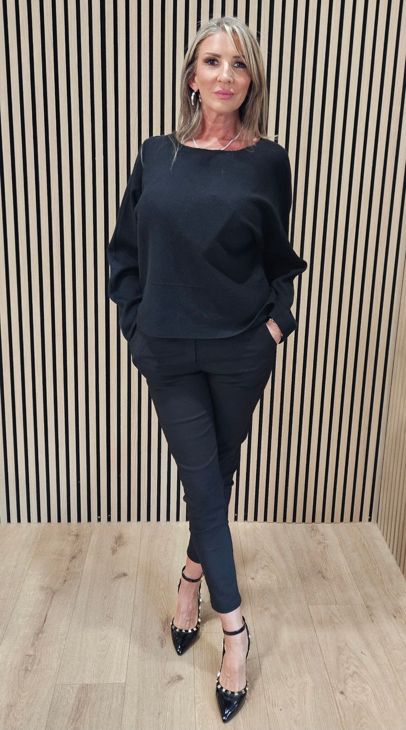 Reversible Two-Way Knit Jumper – Black