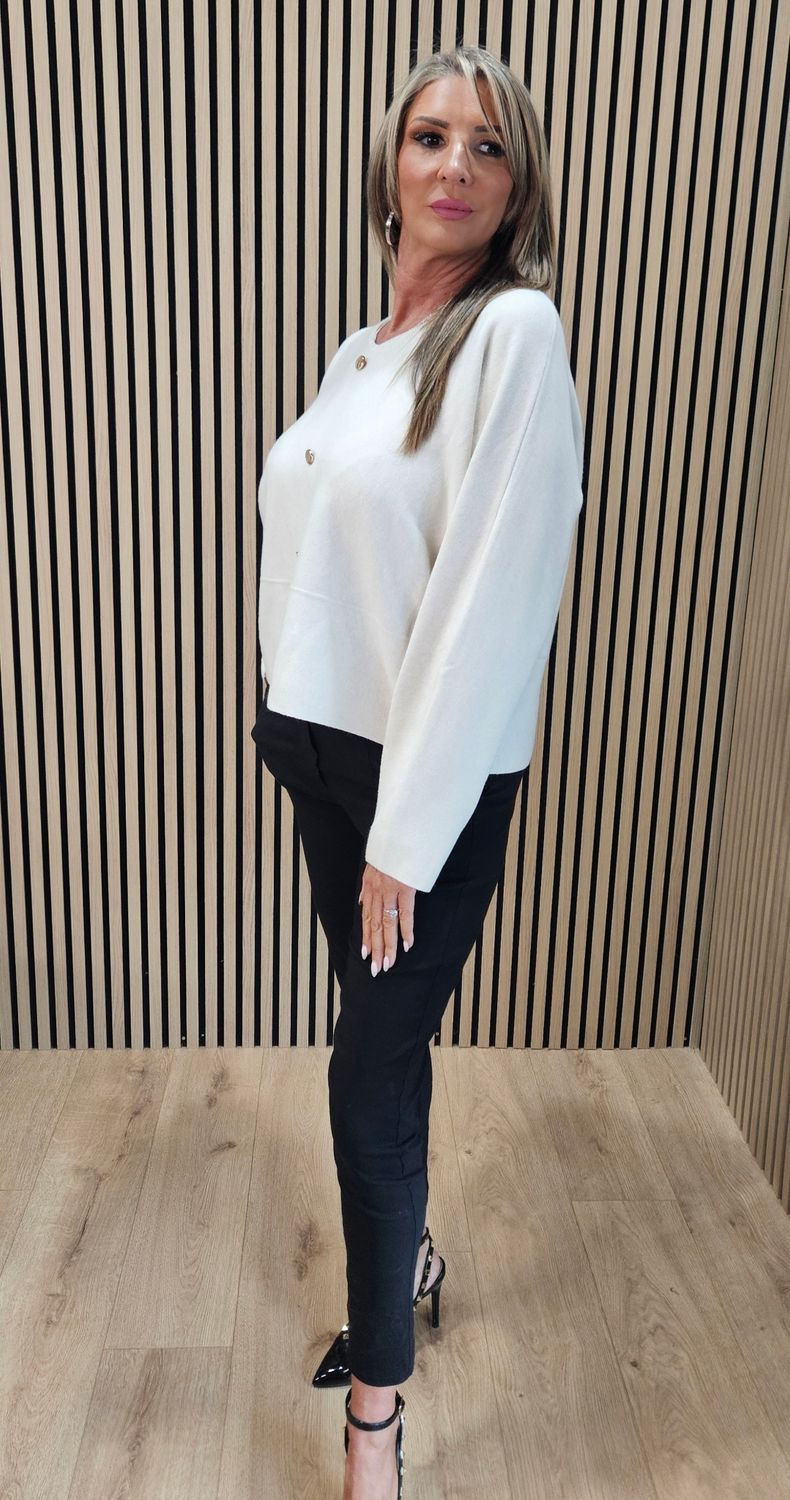 Reversible Two-Way Knit Jumper – Cream