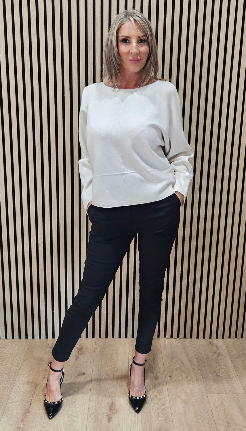 Reversible Two-Way Knit Jumper – Cream