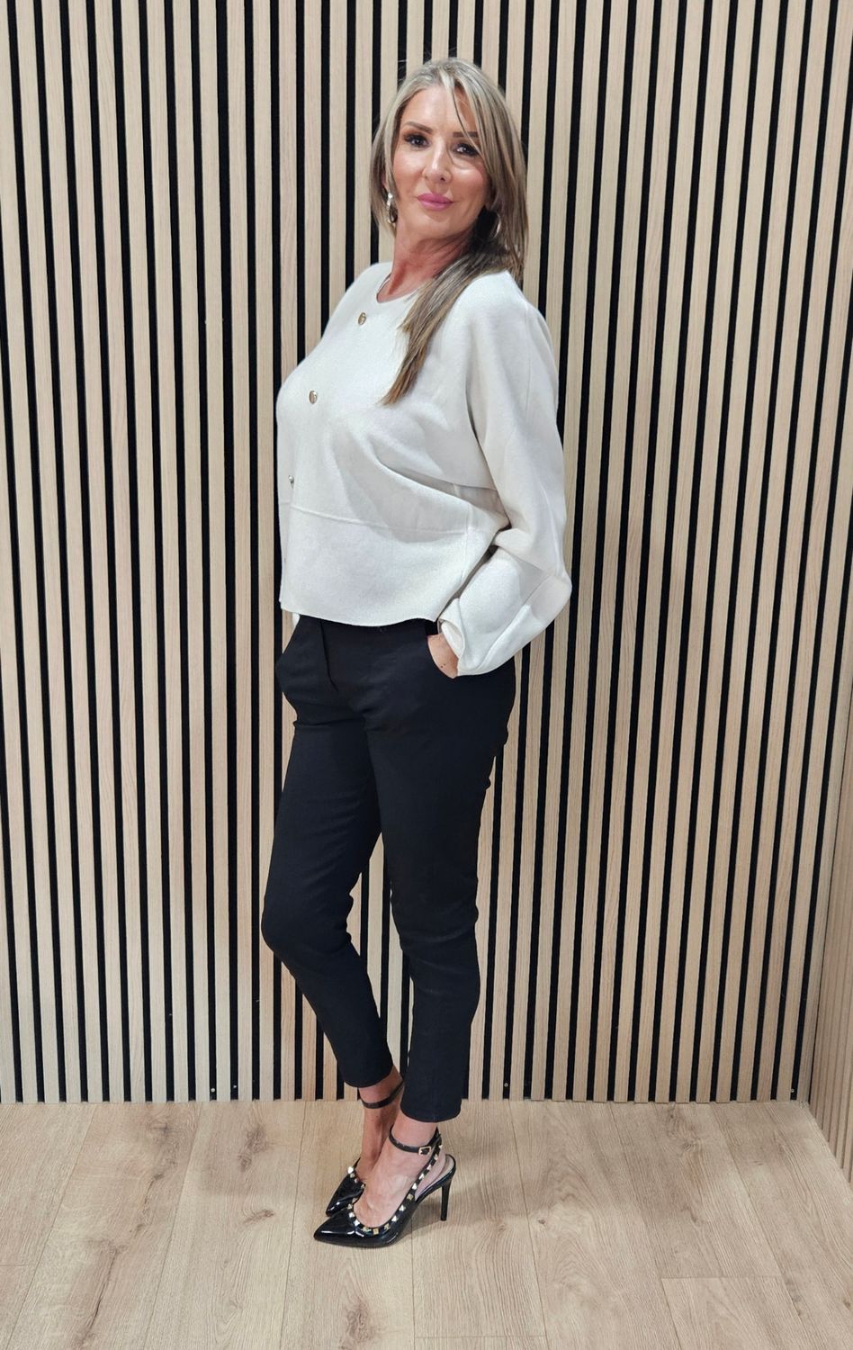 Reversible Two-Way Knit Jumper – Cream