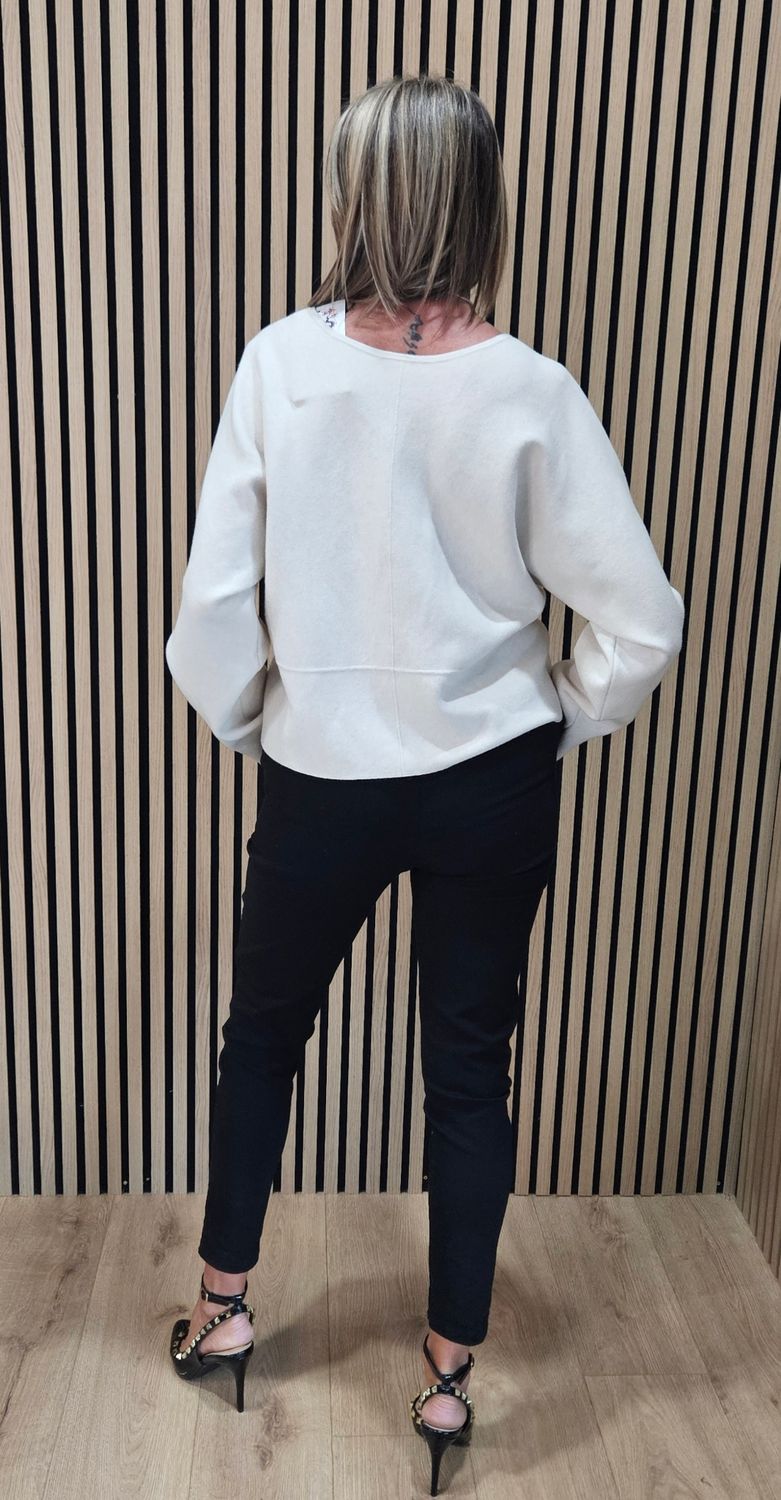 Reversible Two-Way Knit Jumper – Cream