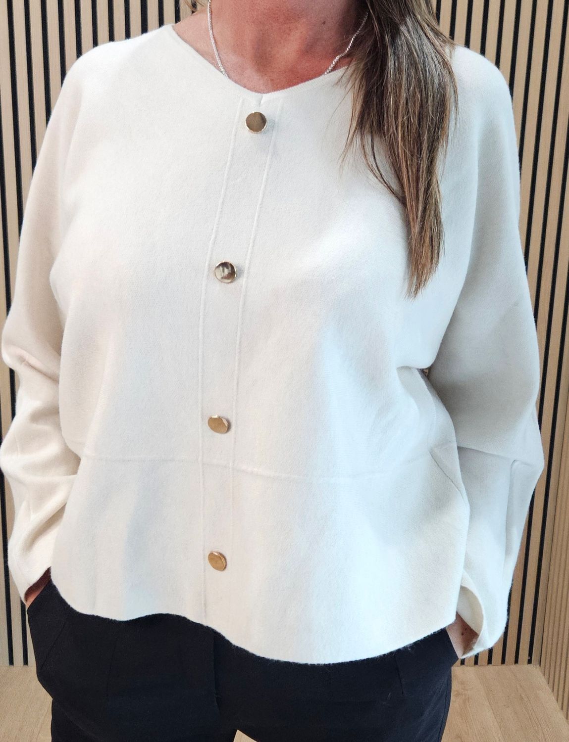 Reversible Two-Way Knit Jumper – Cream