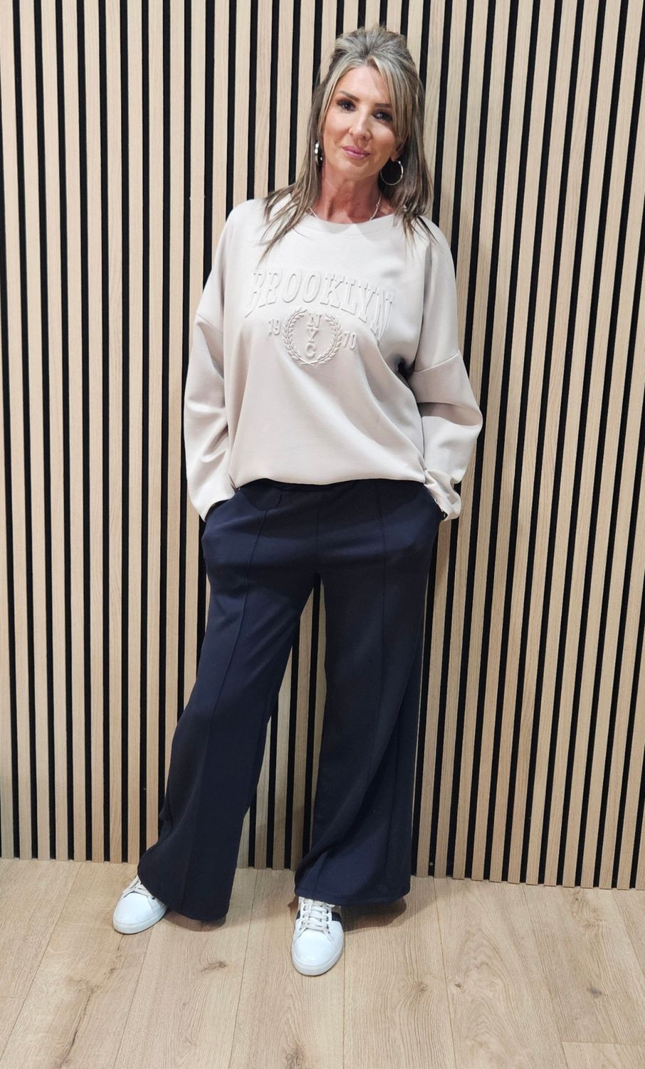 Embossed Brooklyn Jumper - Beige