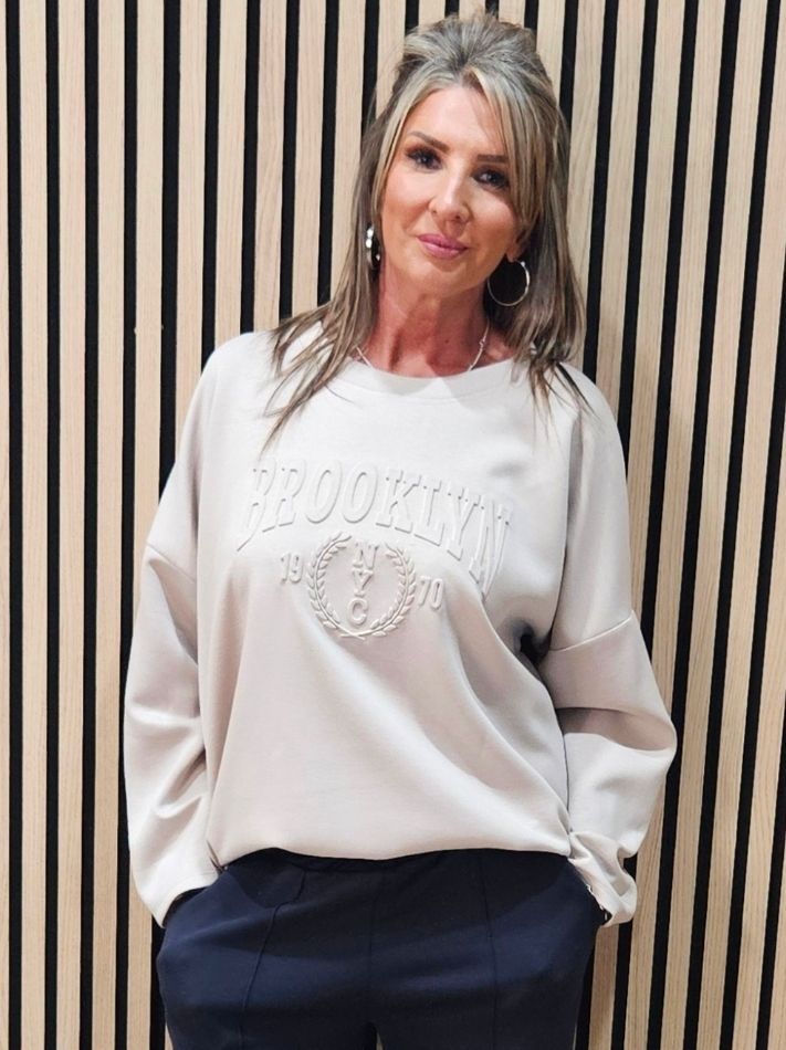 Embossed Brooklyn Jumper - Beige