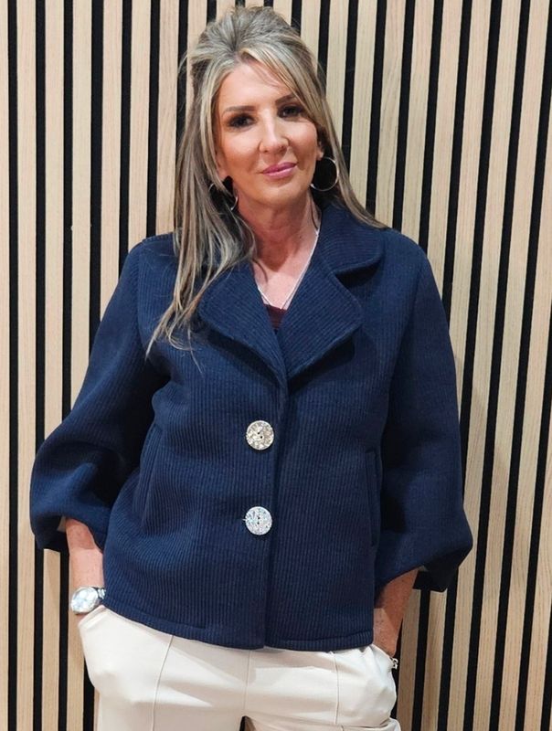 Corduroy Tailored Jacket - Navy