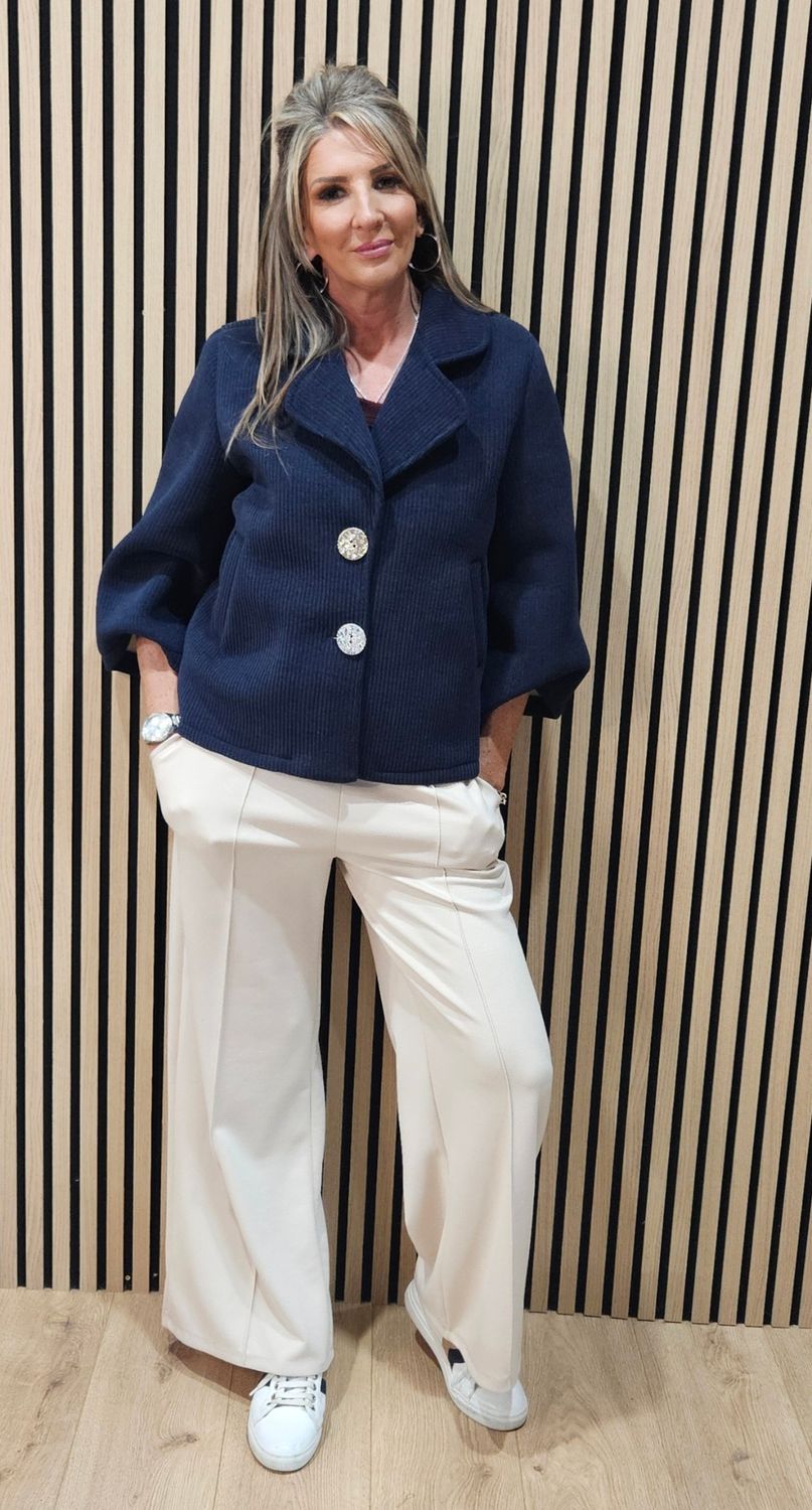 Corduroy Tailored Jacket - Navy