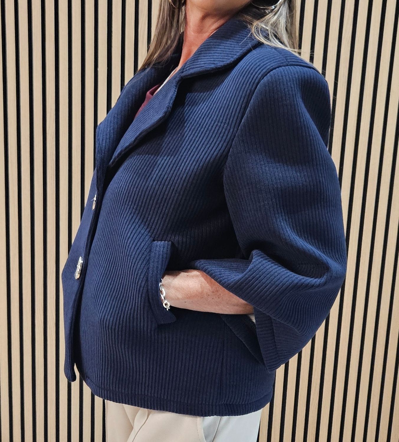 Corduroy Tailored Jacket - Navy