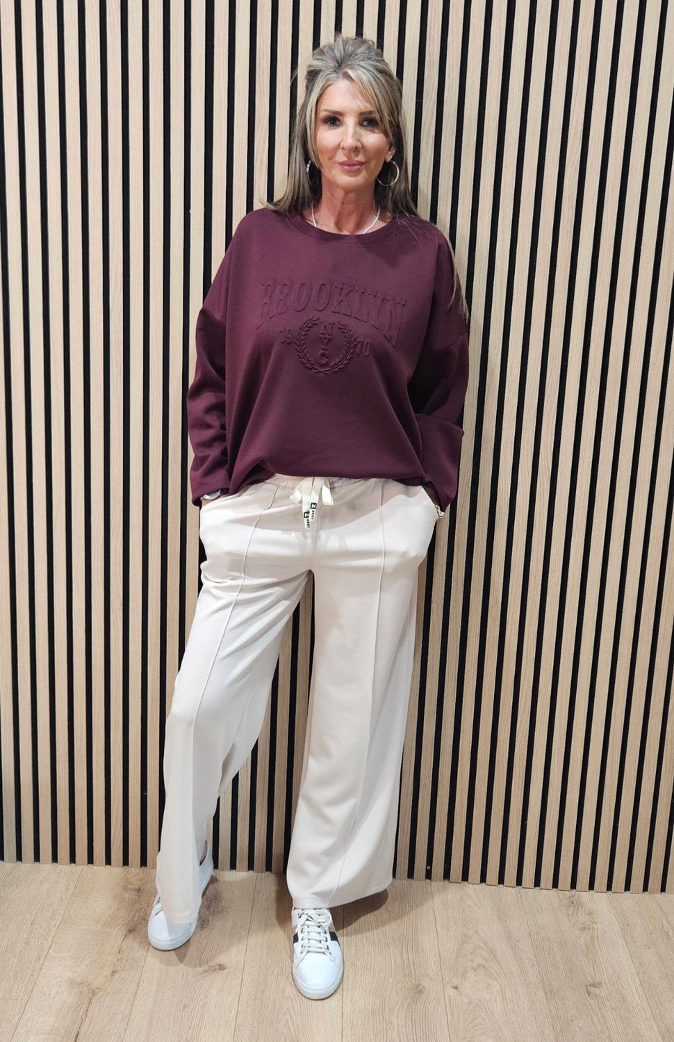 Embossed Brooklyn Jumper - Burgundy