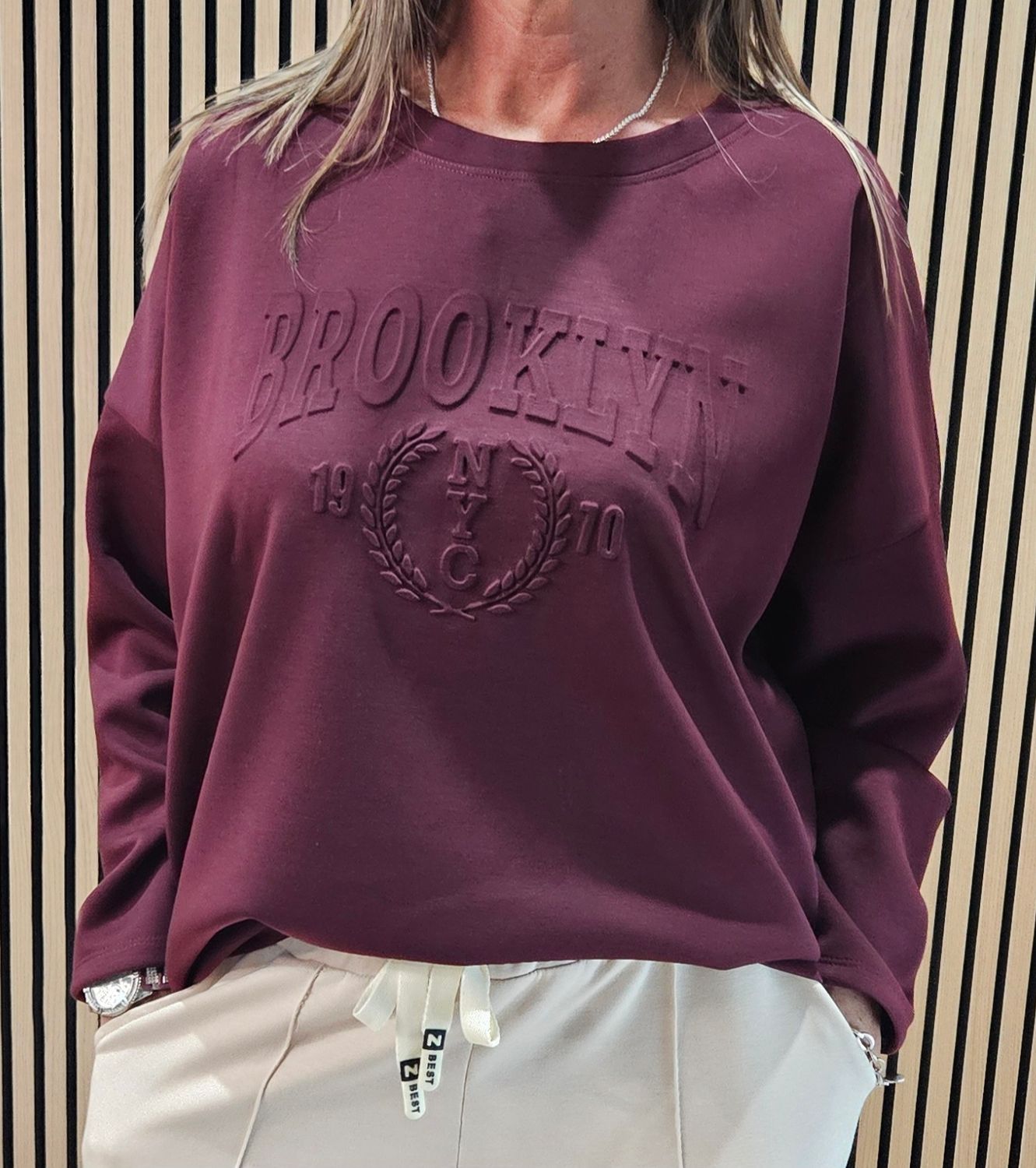 Embossed Brooklyn Jumper - Burgundy