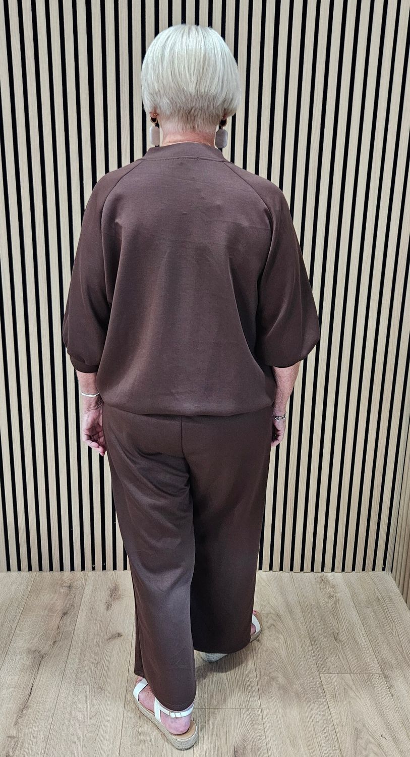 Zip-Up Two-Piece Tracksuit – Chocolate