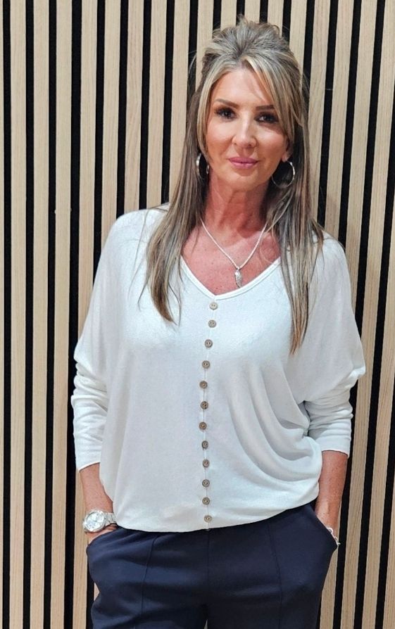 Button Detail Jumper - Cream