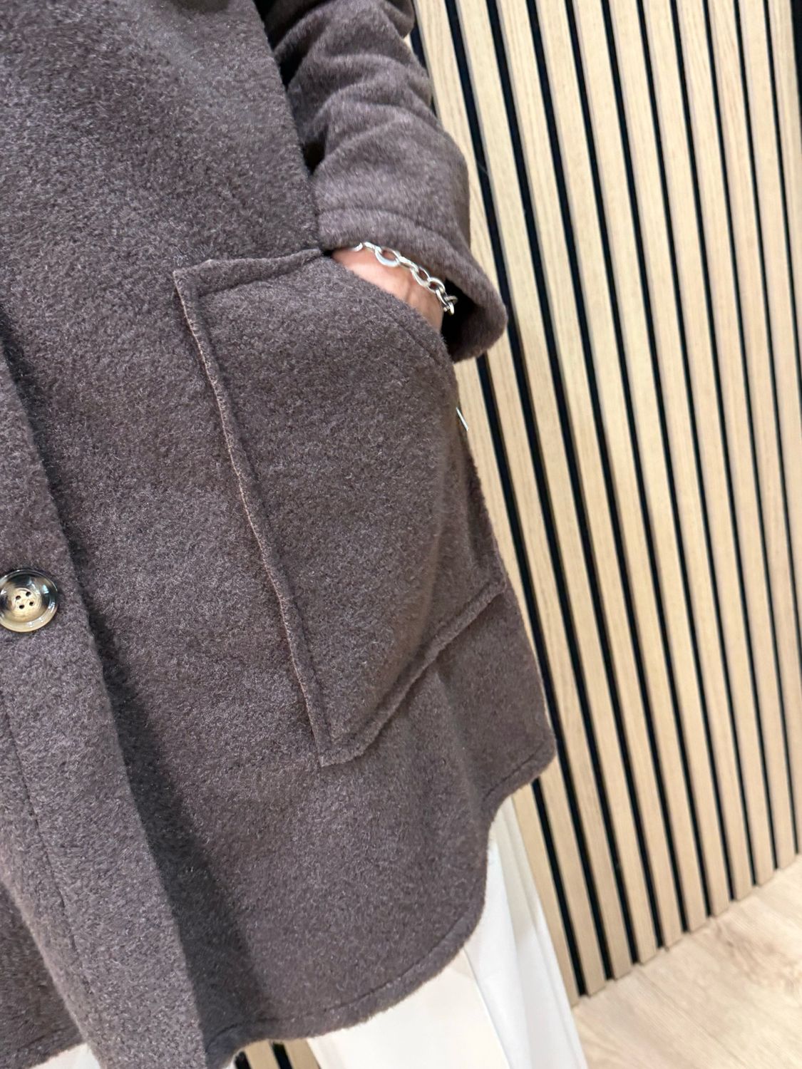 Button - Up Hooded Coat - Chocolate