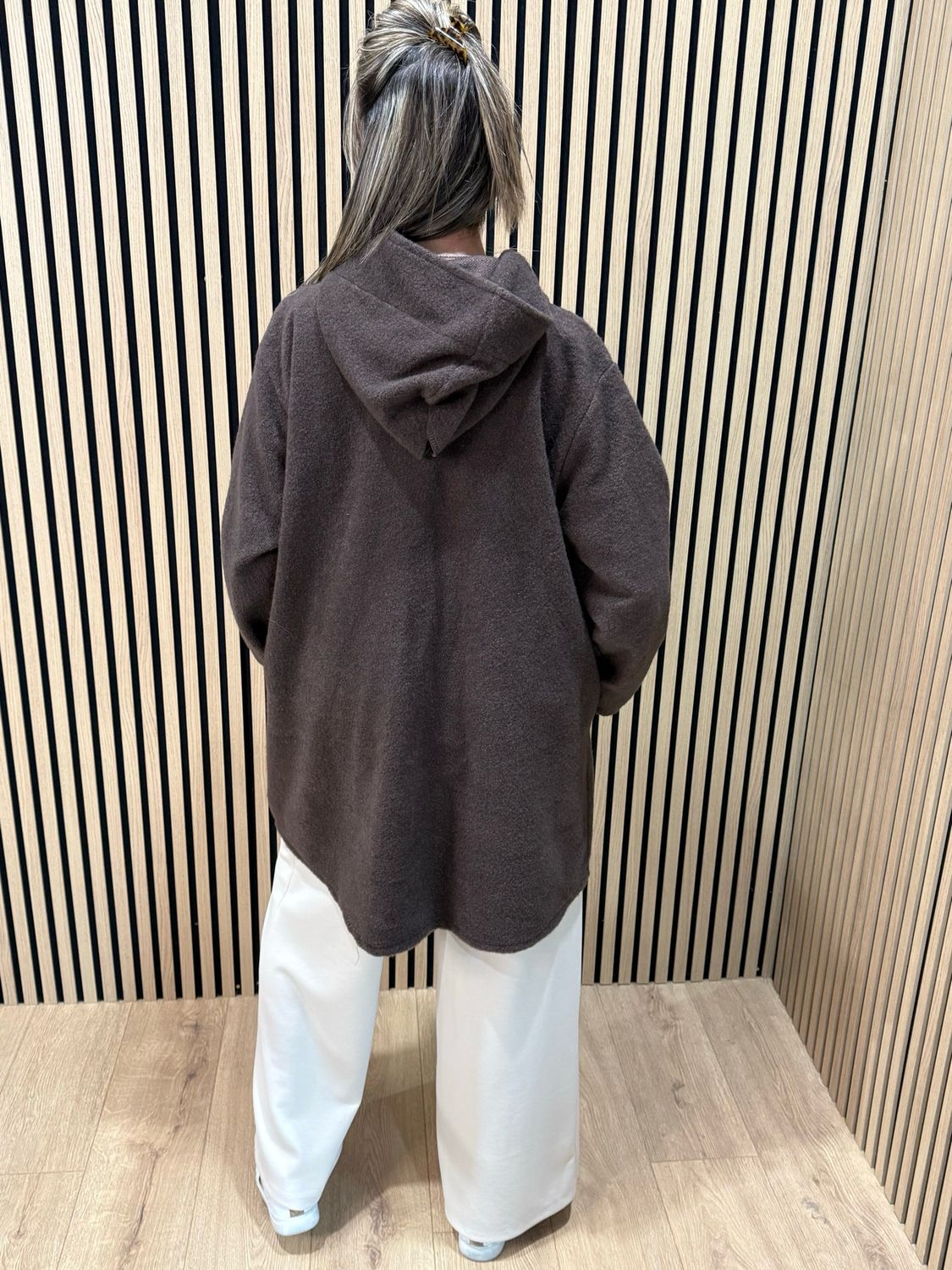 Button - Up Hooded Coat - Chocolate