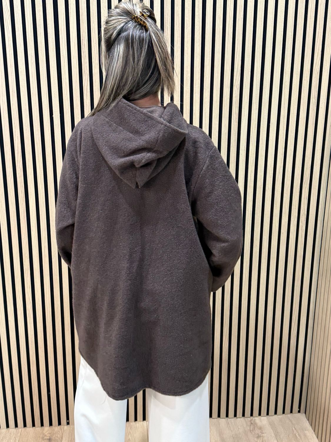 Button - Up Hooded Coat - Chocolate