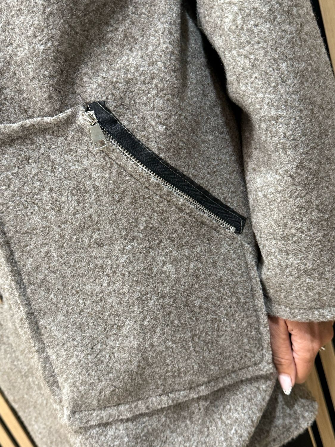 Button - Up Hooded Coat - Oatmeal